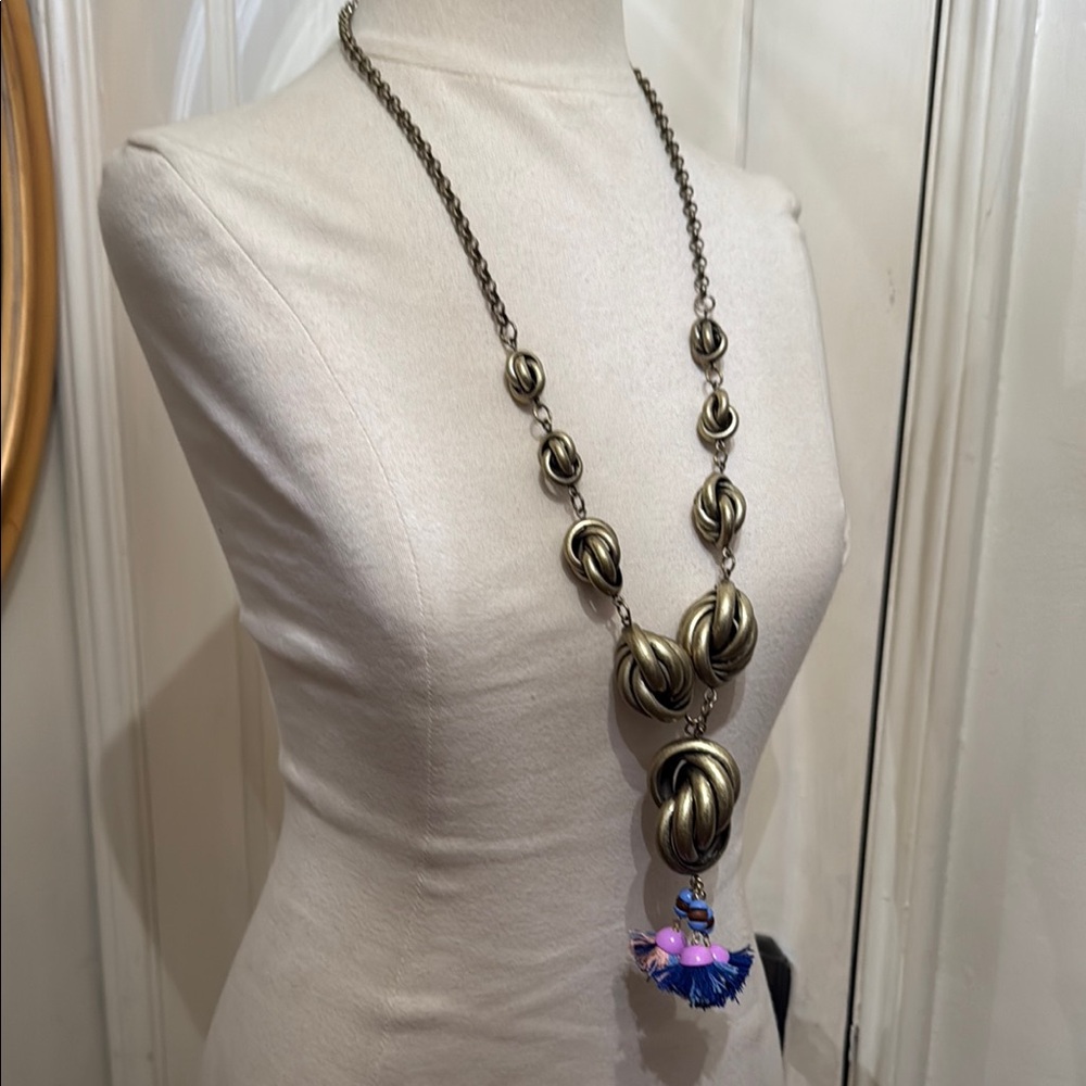 Anthropologie Gold and Purple Bohemian Necklace